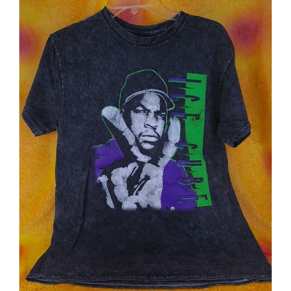 Ice Cube Stonewash Black T-shirt Hip Hop Size Medium 100%‎ Cotton